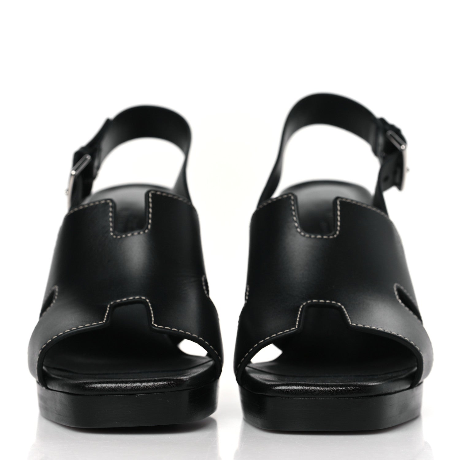 Hermes Calfskin Eris 90 Sandals 37 Black 2 of 8