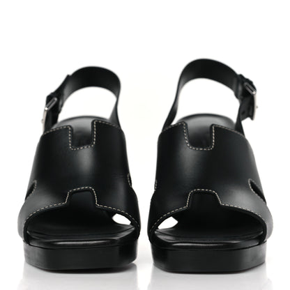 Hermes Calfskin Eris 90 Sandals 37 Black 2 of 8