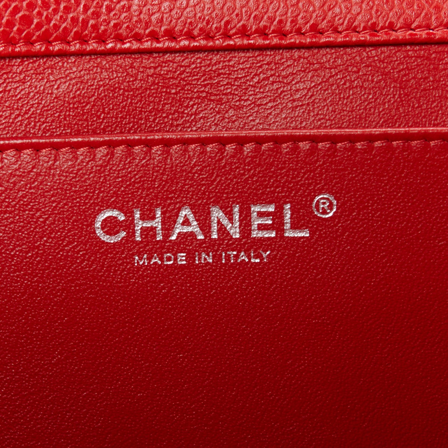 Caviar Quilted Clutch With Chain Flap Red