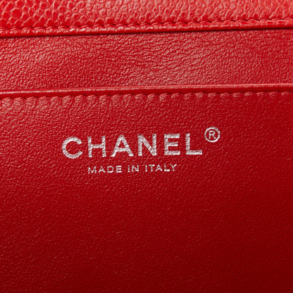 Chanel Caviar Quilted Clutch With Chain Flap Red 6 of 11