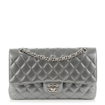 Chanel Calfskin Metallic Pixel Effect Medium Double Flap Silver 1 of 7