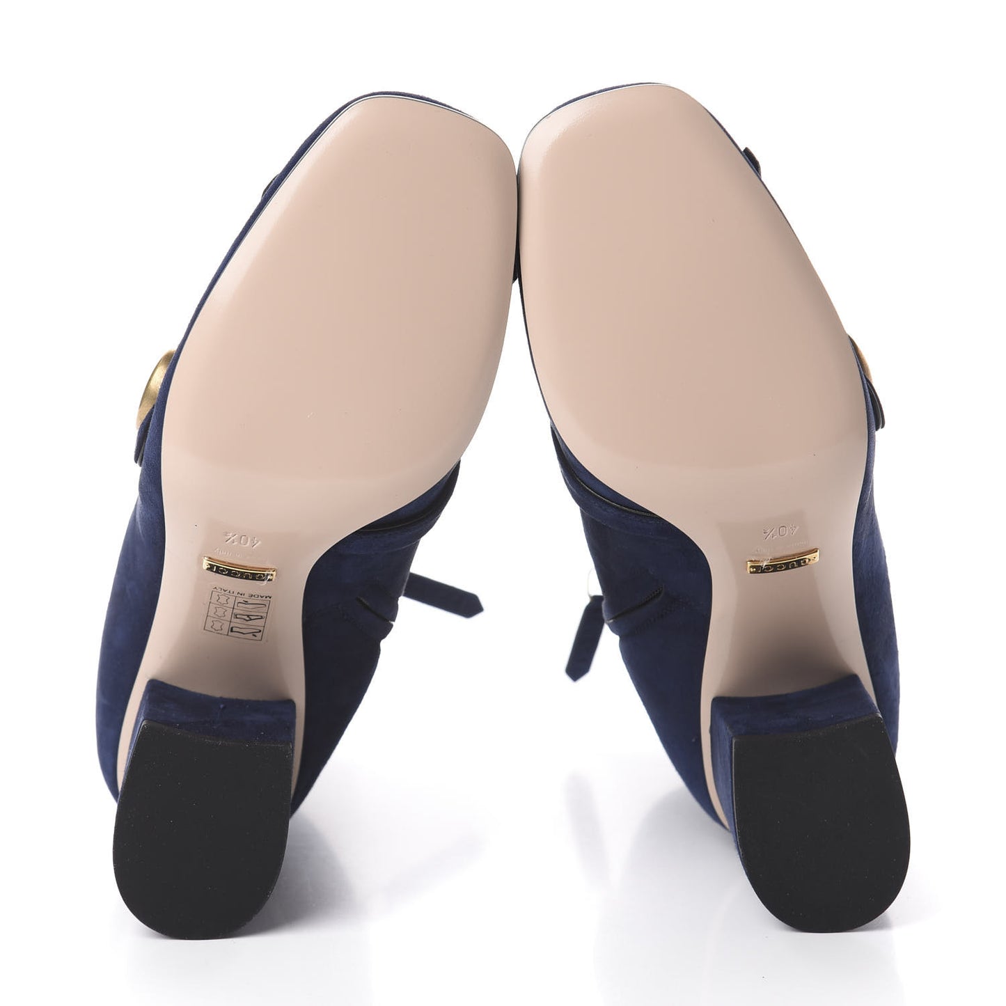 Kid Scamosciato GG Marmont Fringe 75mm Ankle Boots 40.5 Blue Ink