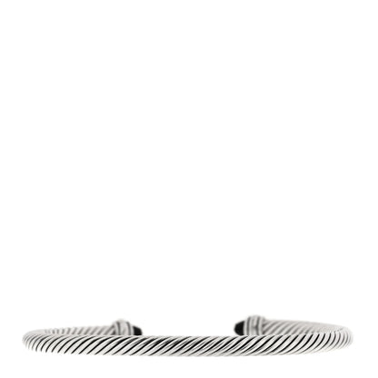 David Yurman Sterling Silver 18K Yellow Gold Black Onyx 4mm Cable Classics Bracelet 2 of 4