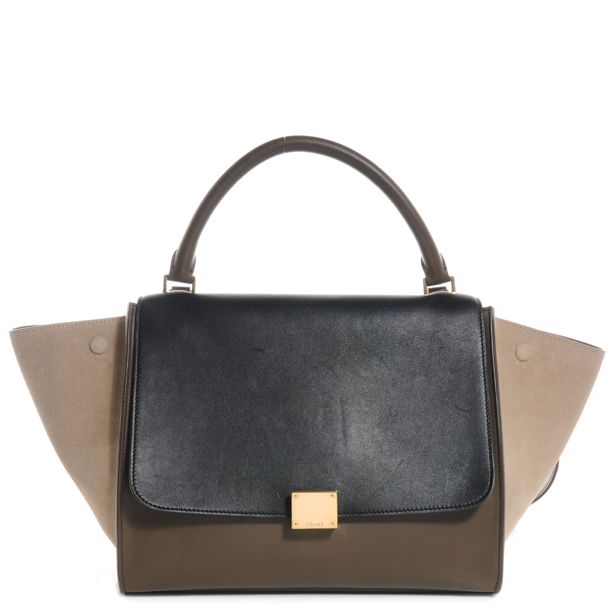 Celine Calfskin and Suede Small Trapeze Beige 1 of 9