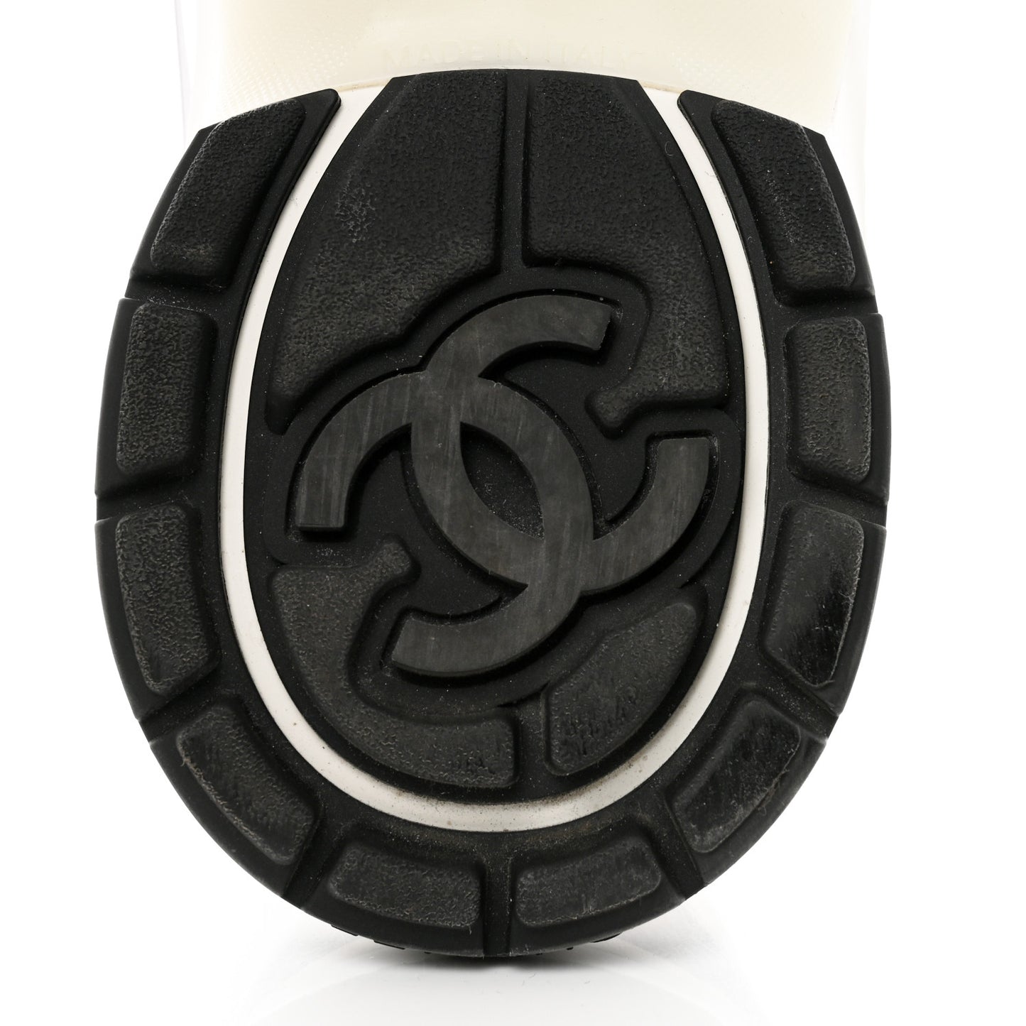 Fabric Laminated Calfskin Stretch CC Sneakers 41 White Silver