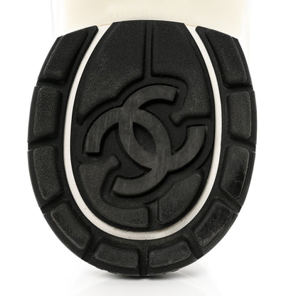 Chanel Fabric Laminated Calfskin Stretch CC Sneakers 41 White Silver 8 of 9