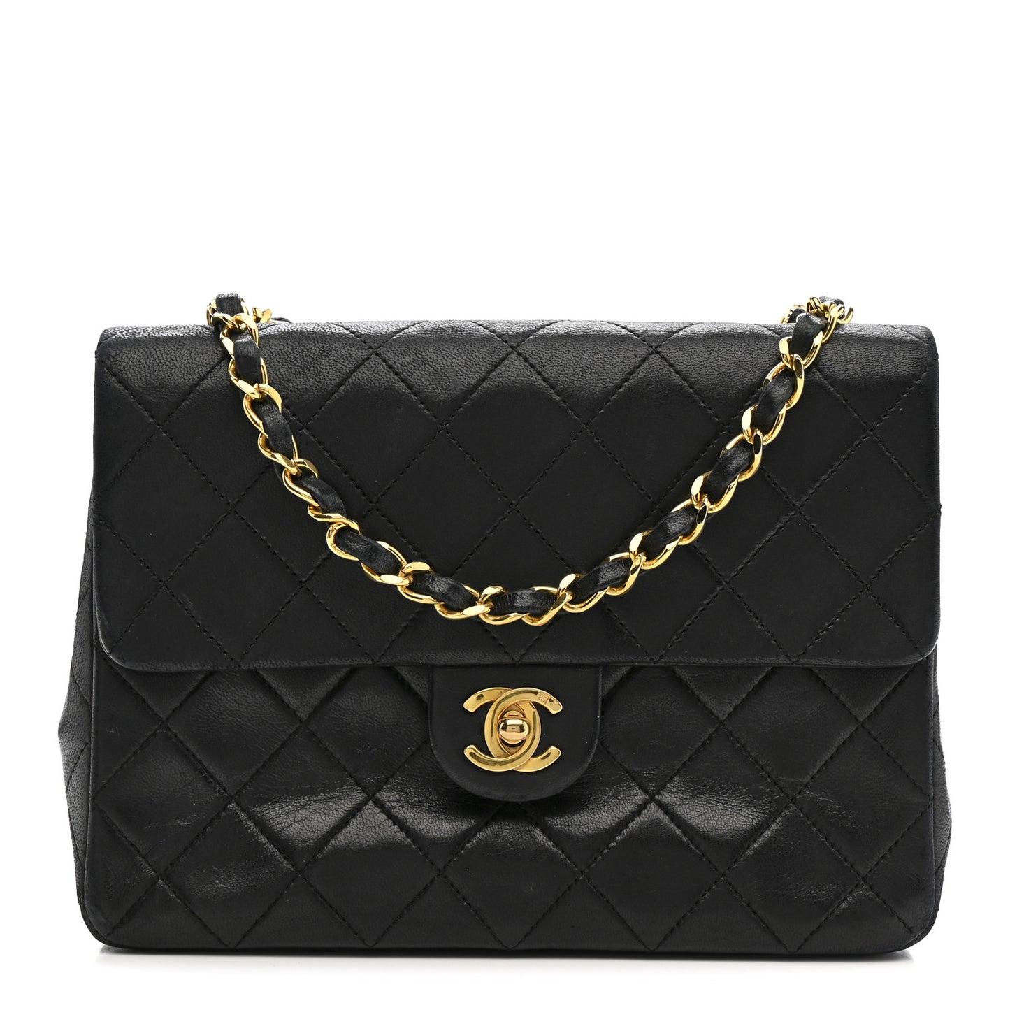 Lambskin Quilted Small Single Flap Black