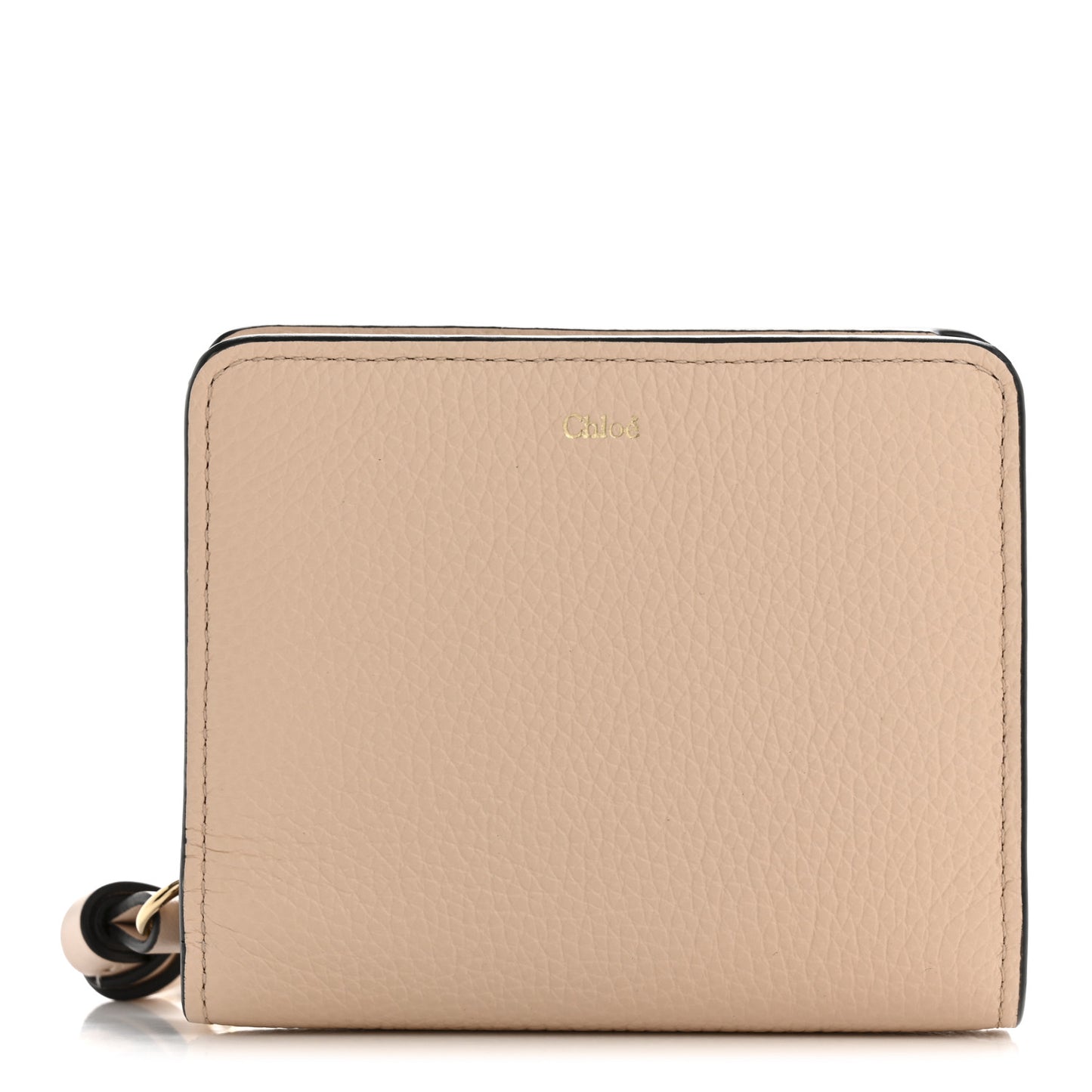 Grained Calfskin Alphabet Compact Wallet Nude