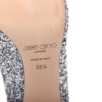 Jimmy Choo Glitter Pointy Toe Romy 85 Pumps 38.5 Ballet Pink Silver Anthracite 9 of 10