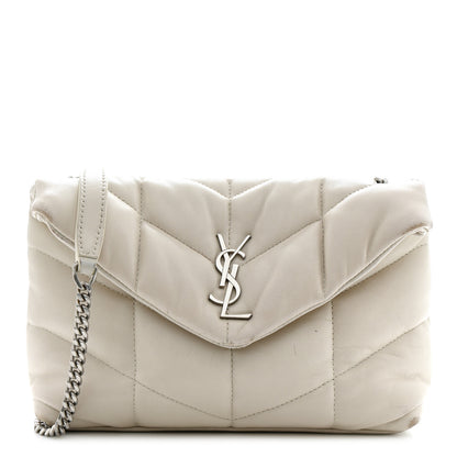Saint Laurent Lambskin Quilted Toy Loulou Puffer Monogram Chain Satchel Crema Soft 1 of 20