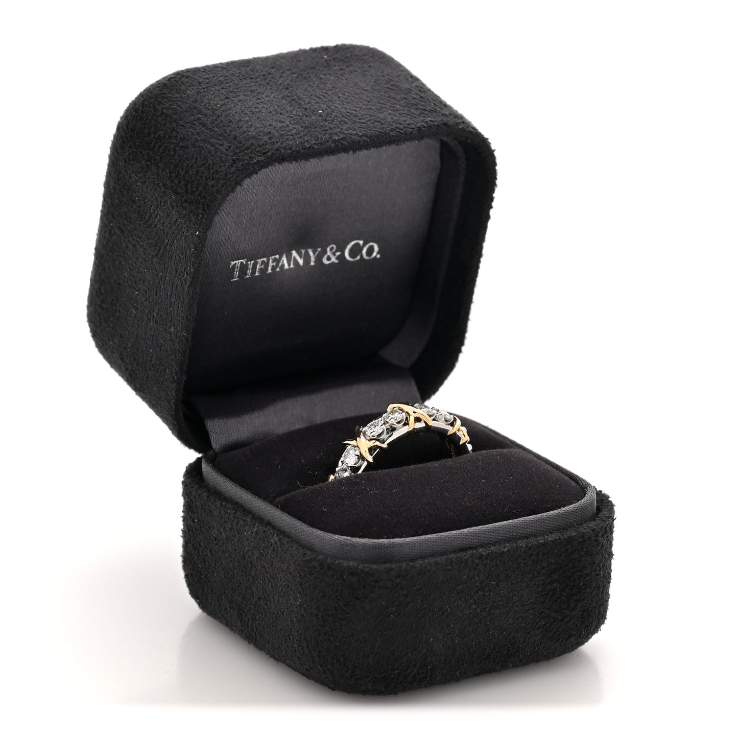 Platinum 18K Yellow Gold Diamond Schlumberger Sixteen Stone Ring 54 7