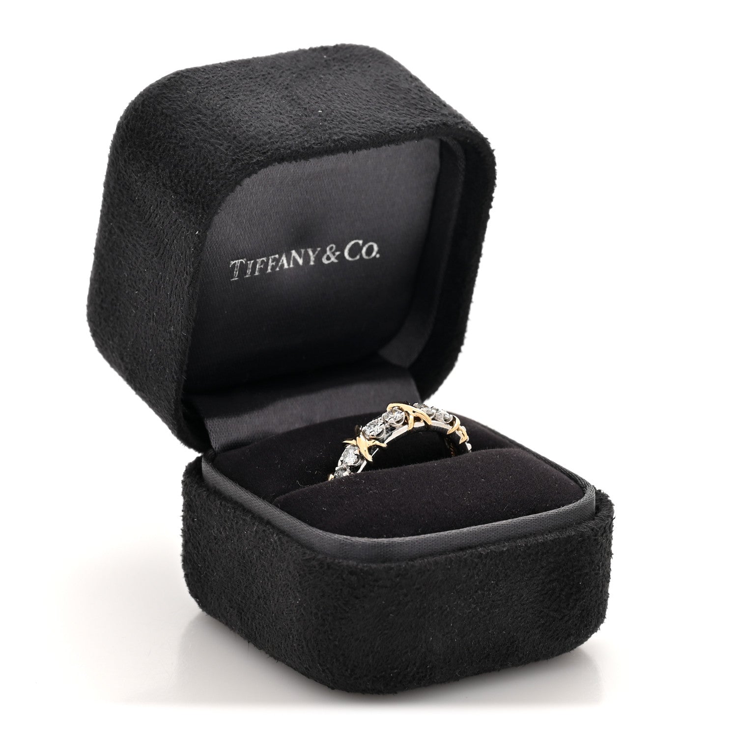 Tiffany Platinum 18K Yellow Gold Diamond Schlumberger Sixteen Stone Ring 54 7 5 of 5