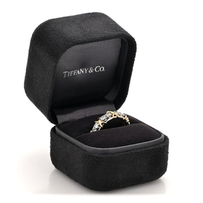 Tiffany Platinum 18K Yellow Gold Diamond Schlumberger Sixteen Stone Ring 54 7 5 of 5