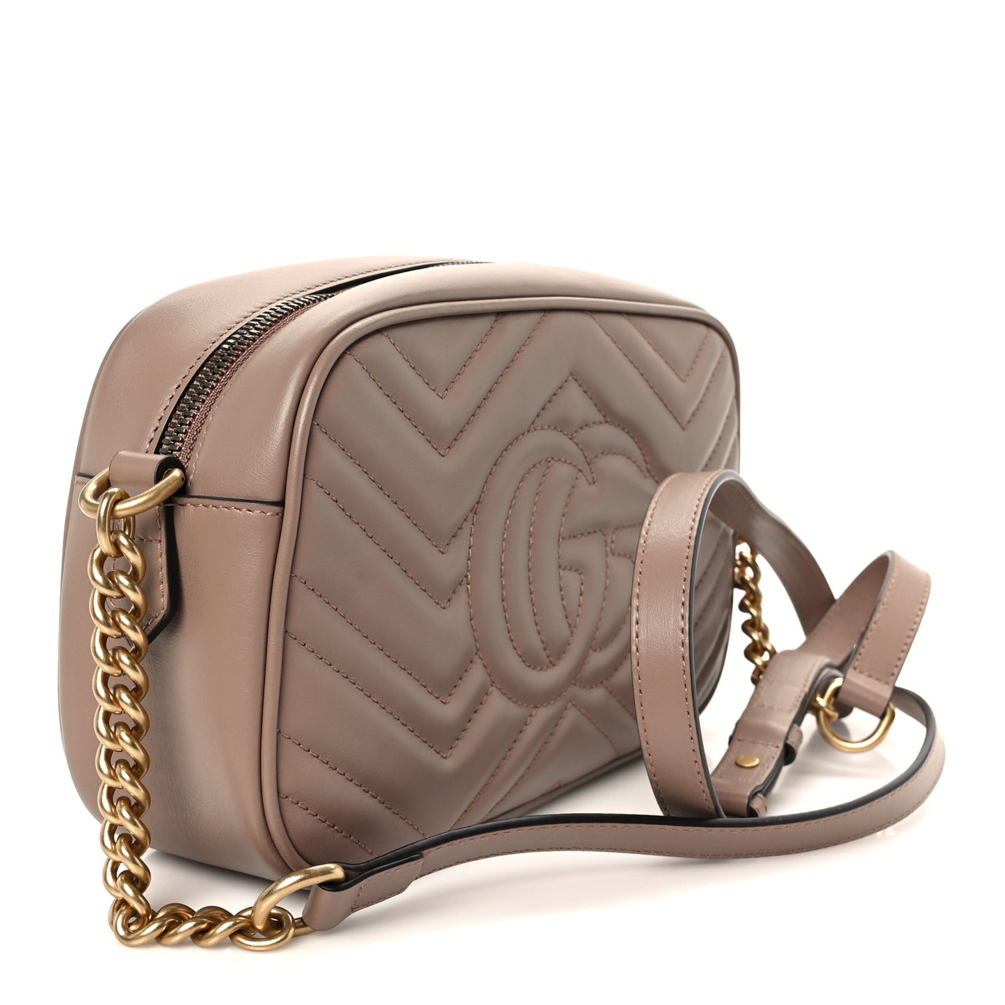 Calfskin Matelasse Small GG Marmont Chain Shoulder Bag Porcelain Rose