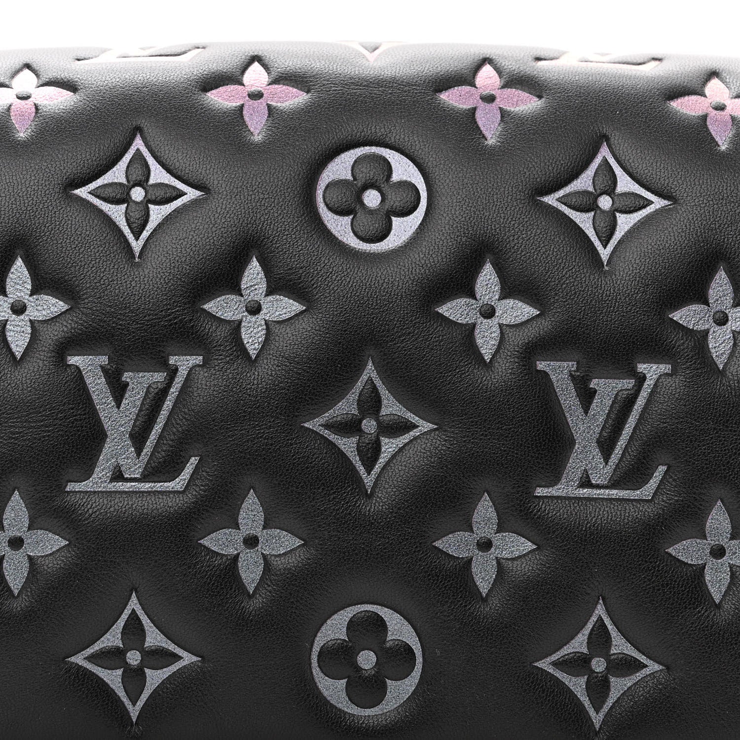 Louis Vuitton Lambskin Embossed Monogram Scarabeo Pochette Coussin Black 7 of 9