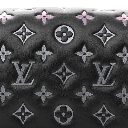 Louis Vuitton Lambskin Embossed Monogram Scarabeo Pochette Coussin Black 7 of 9