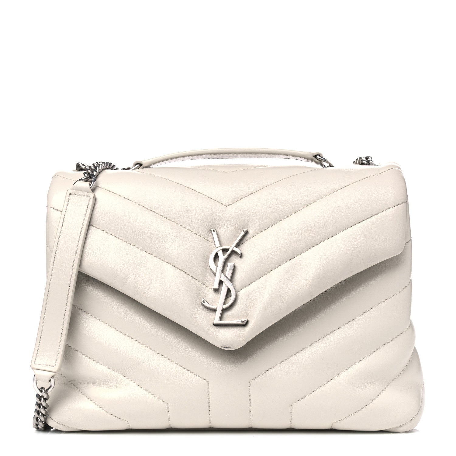 Saint Laurent Calfskin Y Quilted Monogram Small Loulou Chain Satchel Blanc Vintage 1 of 5