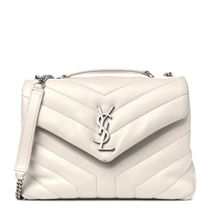 Saint Laurent Calfskin Y Quilted Monogram Small Loulou Chain Satchel Blanc Vintage 1 of 5