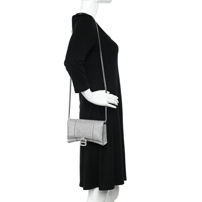 Balenciaga Strass Suede Hourglass Chain Bag Smoke Grey Crystal 2 of 10