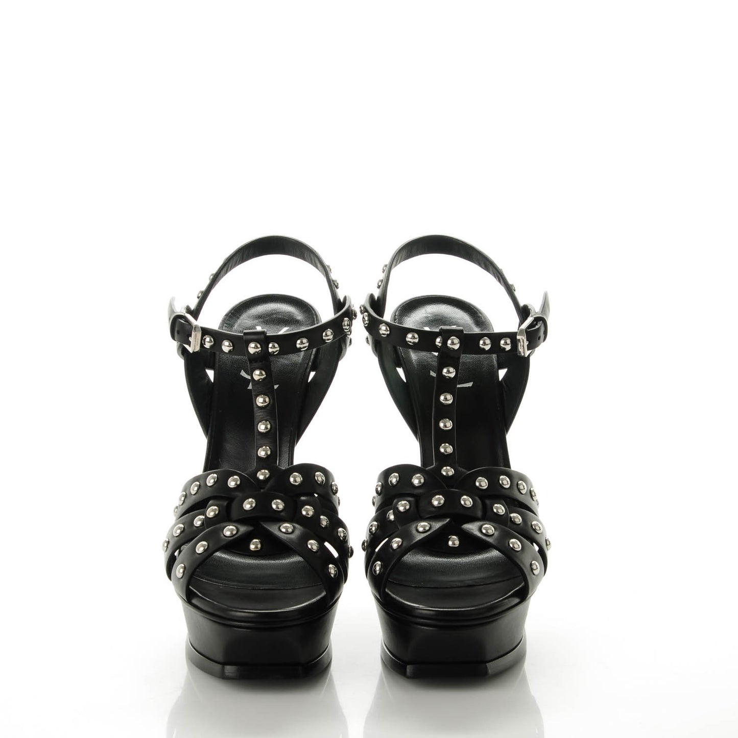 Calfskin Tribute 105 Studded Platform Sandals 39 Black