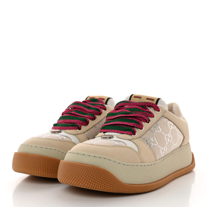 Gucci Lame Canvas Nubuck GG Monogram Womens Screener 50mm Sneakers 38 Gardenia Silver Dusty Milk White Mystic White 3 of 9