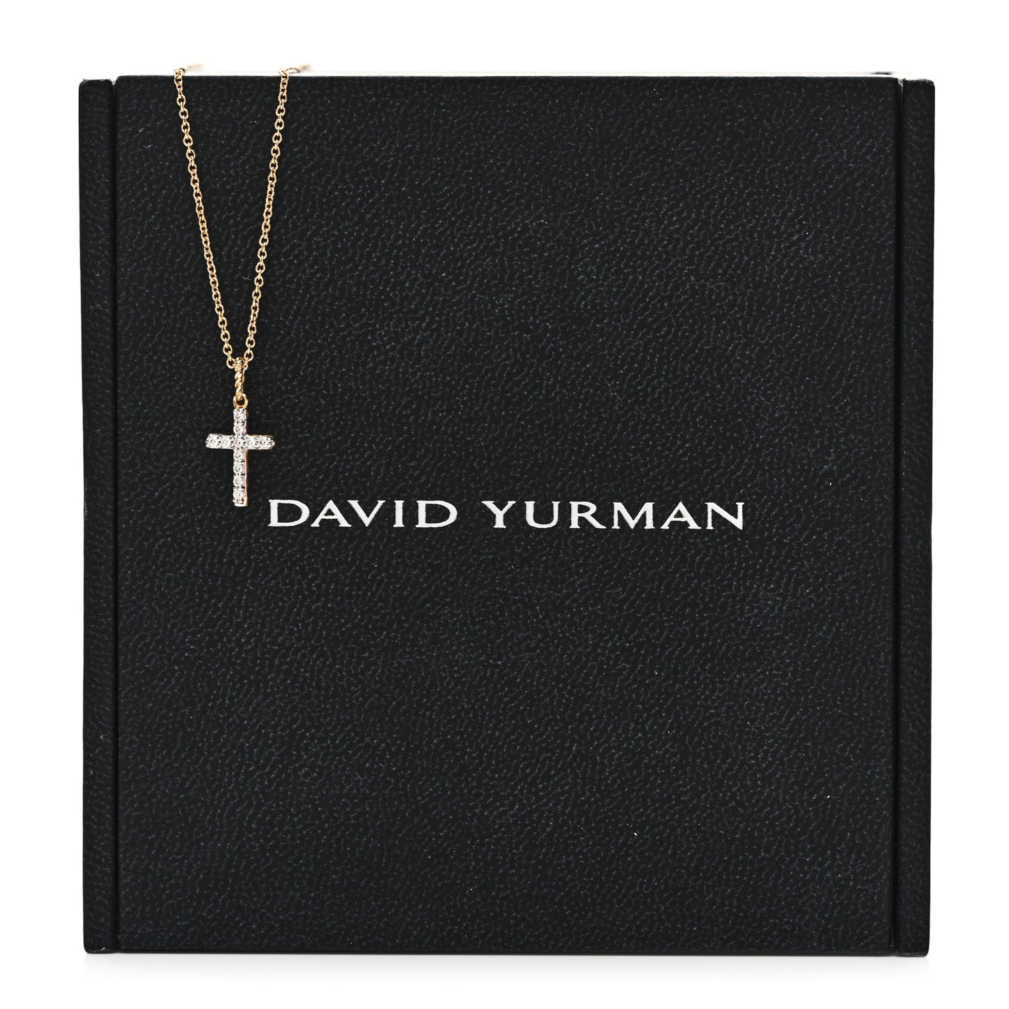18K Yellow Gold Diamond Cable Collectibles Cross Pendant Necklace
