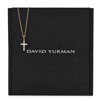 David Yurman 18K Yellow Gold Diamond Cable Collectibles Cross Pendant Necklace 6 of 6