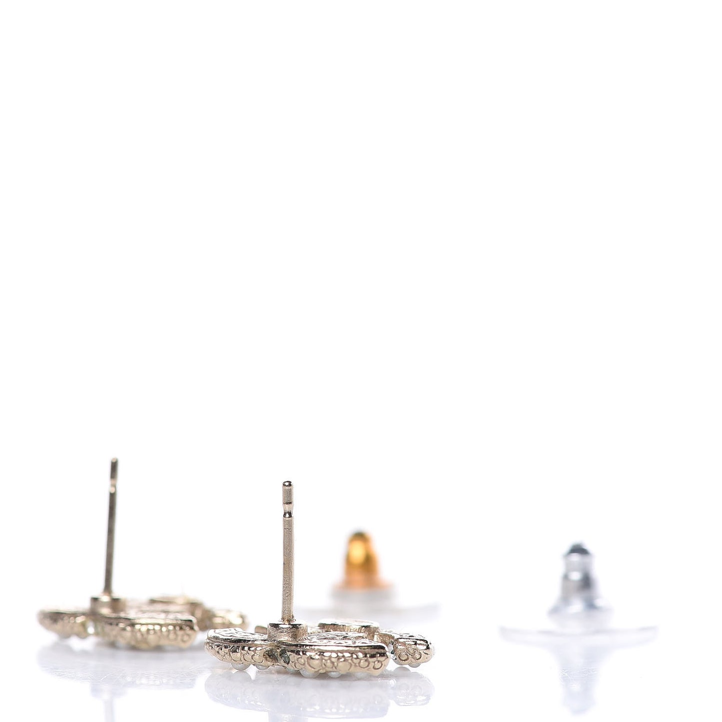 Metal Graduated Pearl Crystal CC Earrings Light Gold