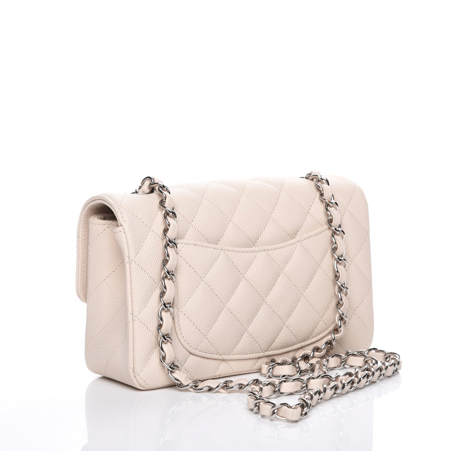 Caviar Quilted Mini Rectangular Flap Light Beige