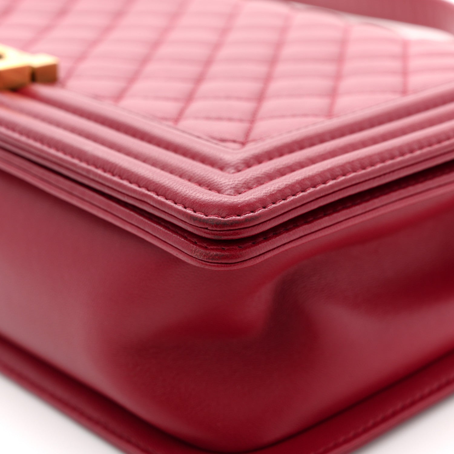 Chanel Lambskin Quilted New Medium Boy Flap Dark Red 11 of 12