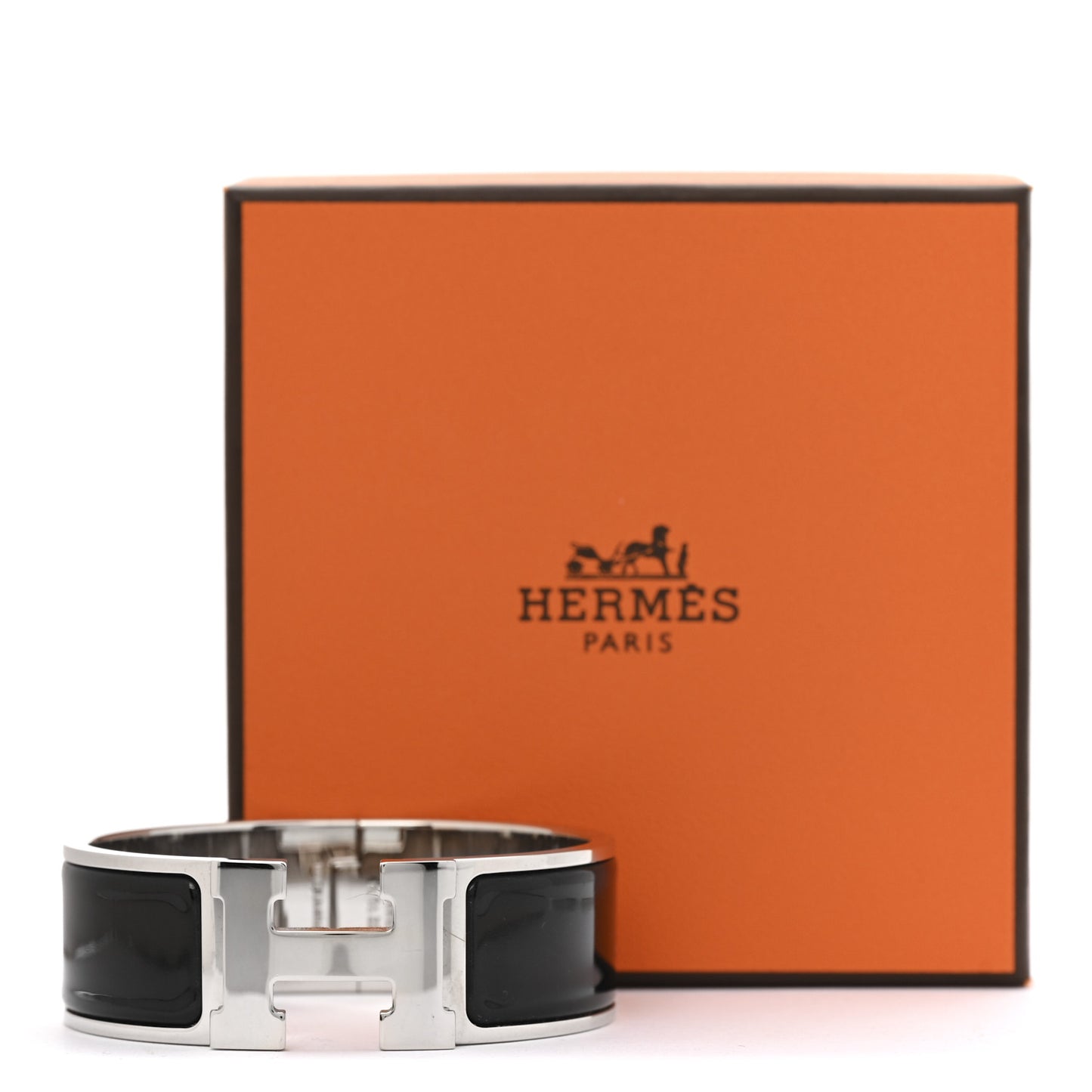 Enamel Wide Clic Clac H Bracelet PM Black