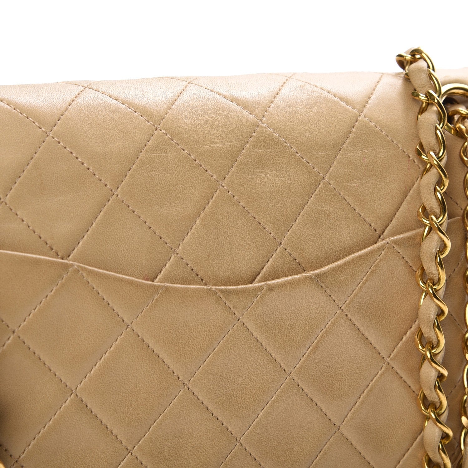 Chanel Lambskin Quilted Medium Double Flap Beige 9 of 10