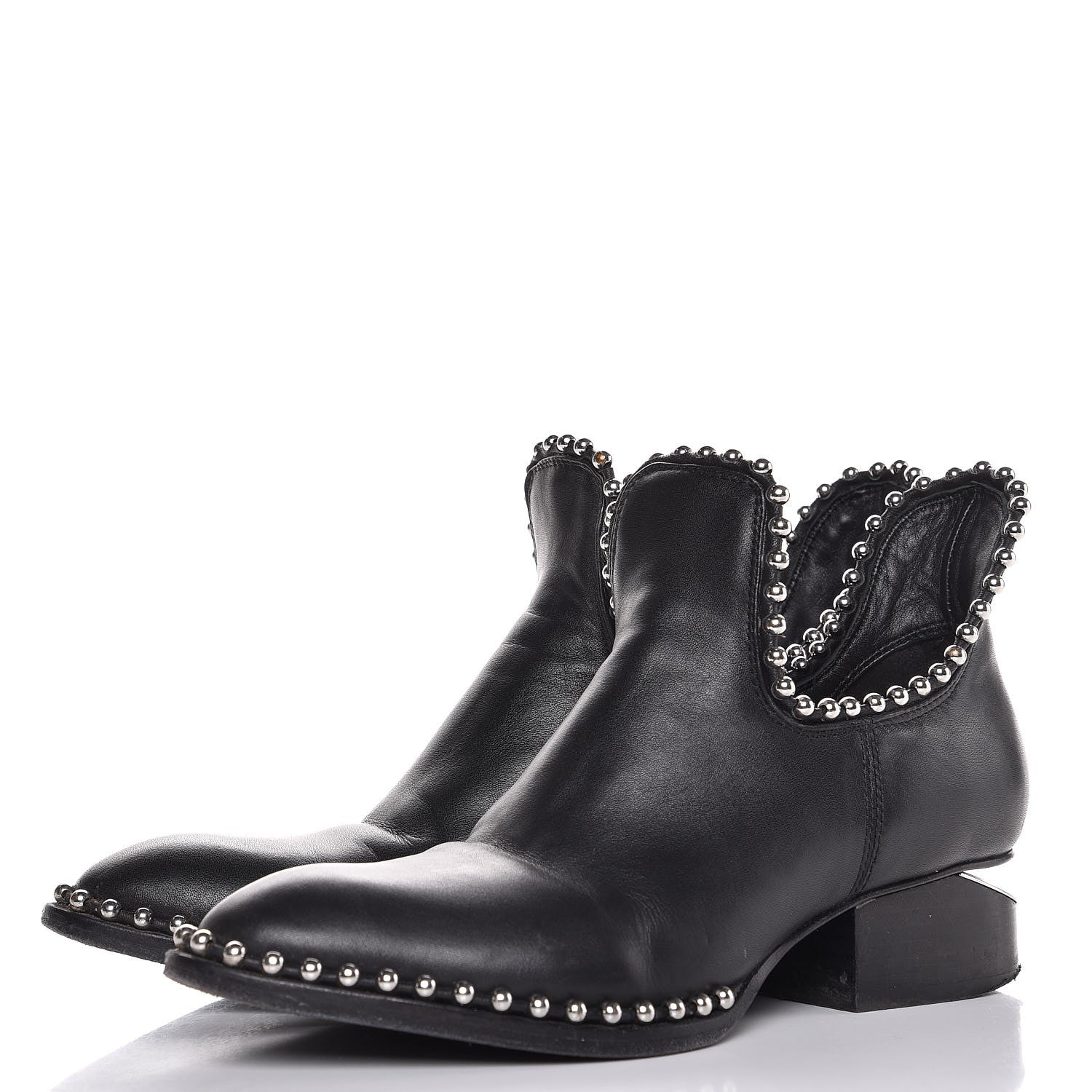 Alexander Wang Calfskin Studded Kori Cutout Boots 36 Black 3 of 15