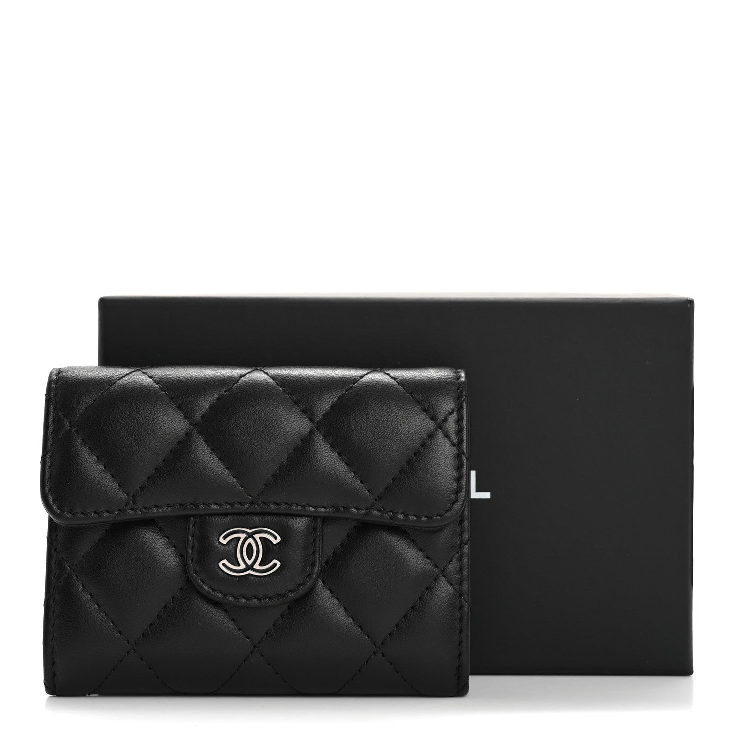 Chanel Lambskin Quilted Flap Card Holder Wallet Black 9 of 9