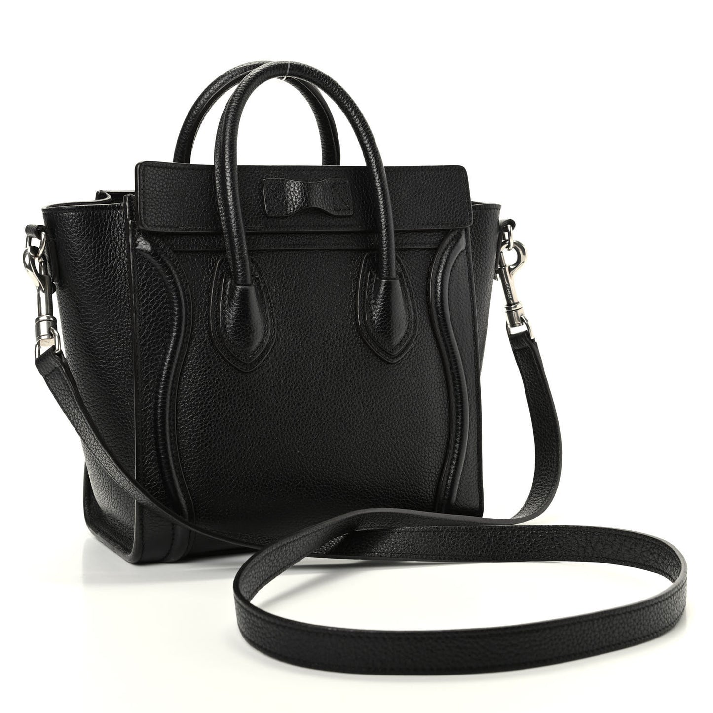 Drummed Calfskin Nano Luggage Black