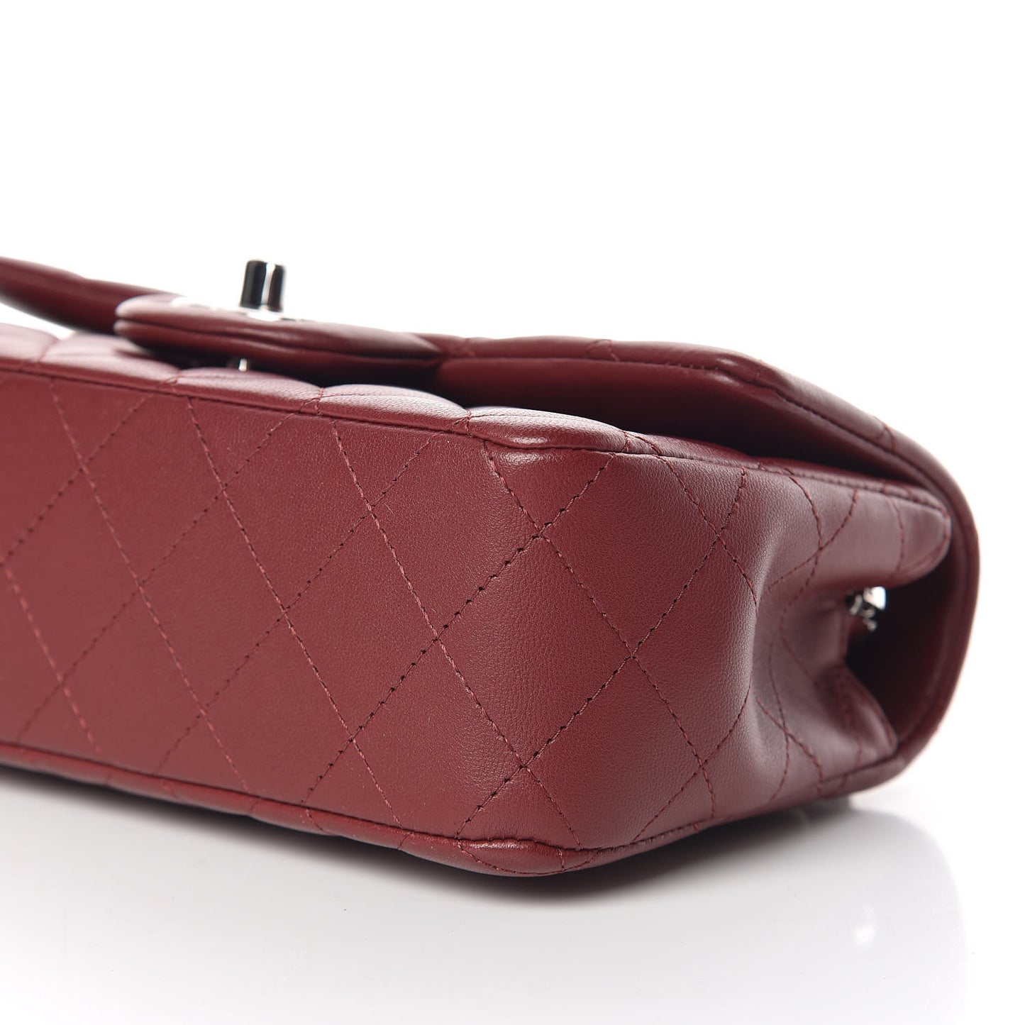 Lambskin Quilted Mini Rectangular Flap Burgundy