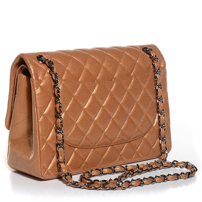 Chanel Metallic Caviar Quilted Jumbo Double Flap Copper 3 of 9