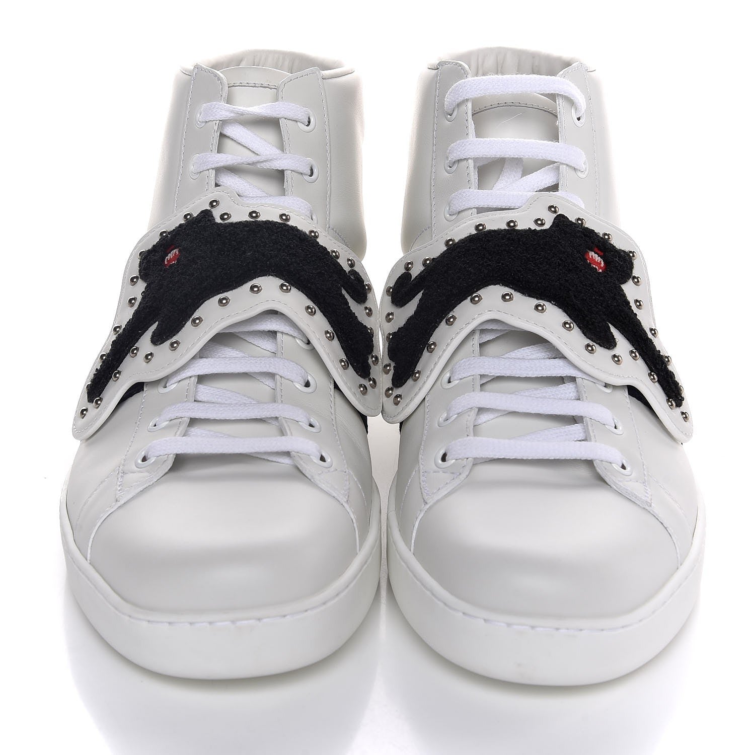 Gucci Calfskin Web Panther Embroidered Mens Ace High Top Sneakers 11 White 2 of 9