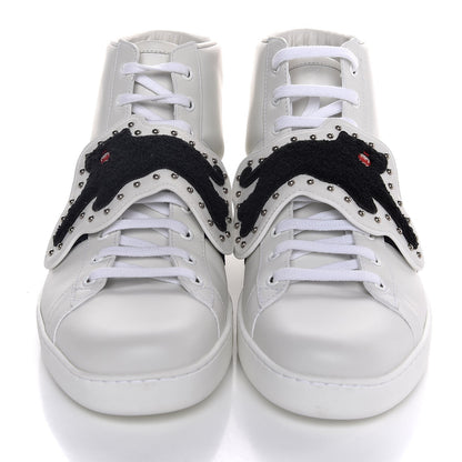 Gucci Calfskin Web Panther Embroidered Mens Ace High Top Sneakers 11 White 2 of 9