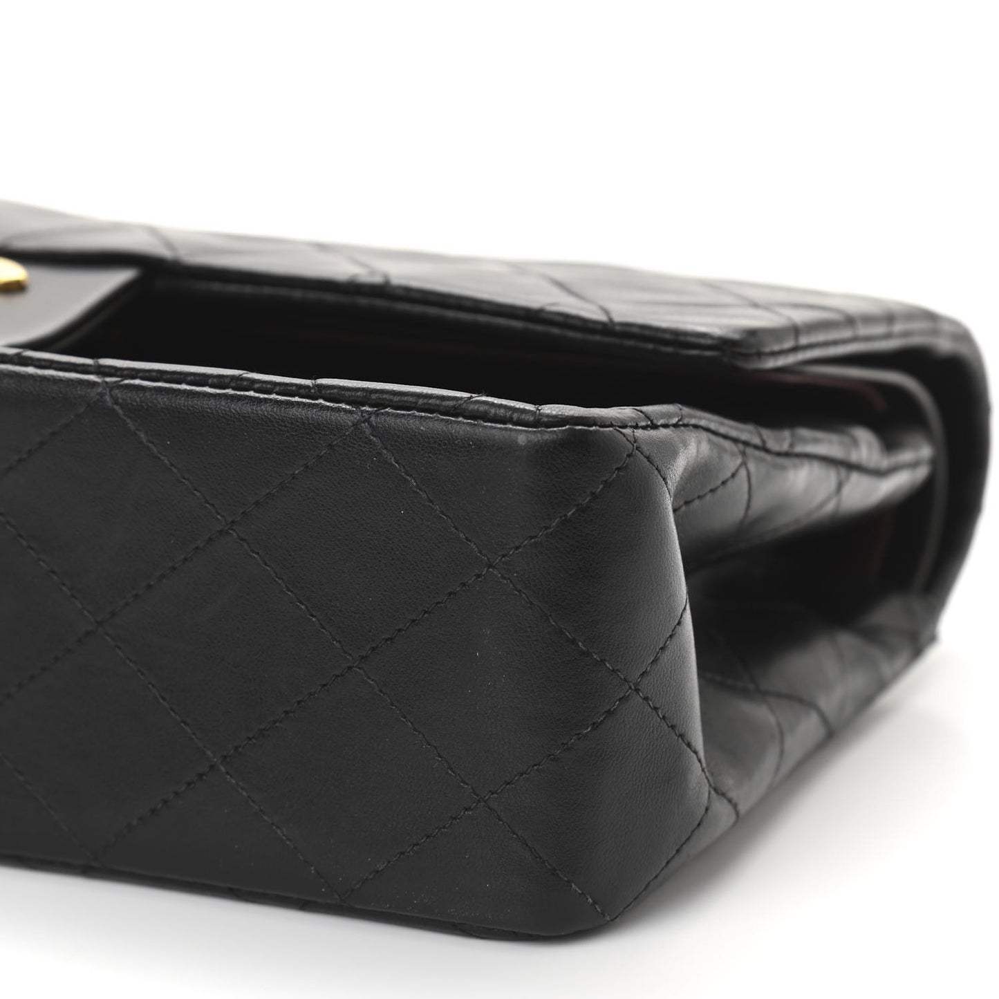 Lambskin Quilted Medium Double Flap Black