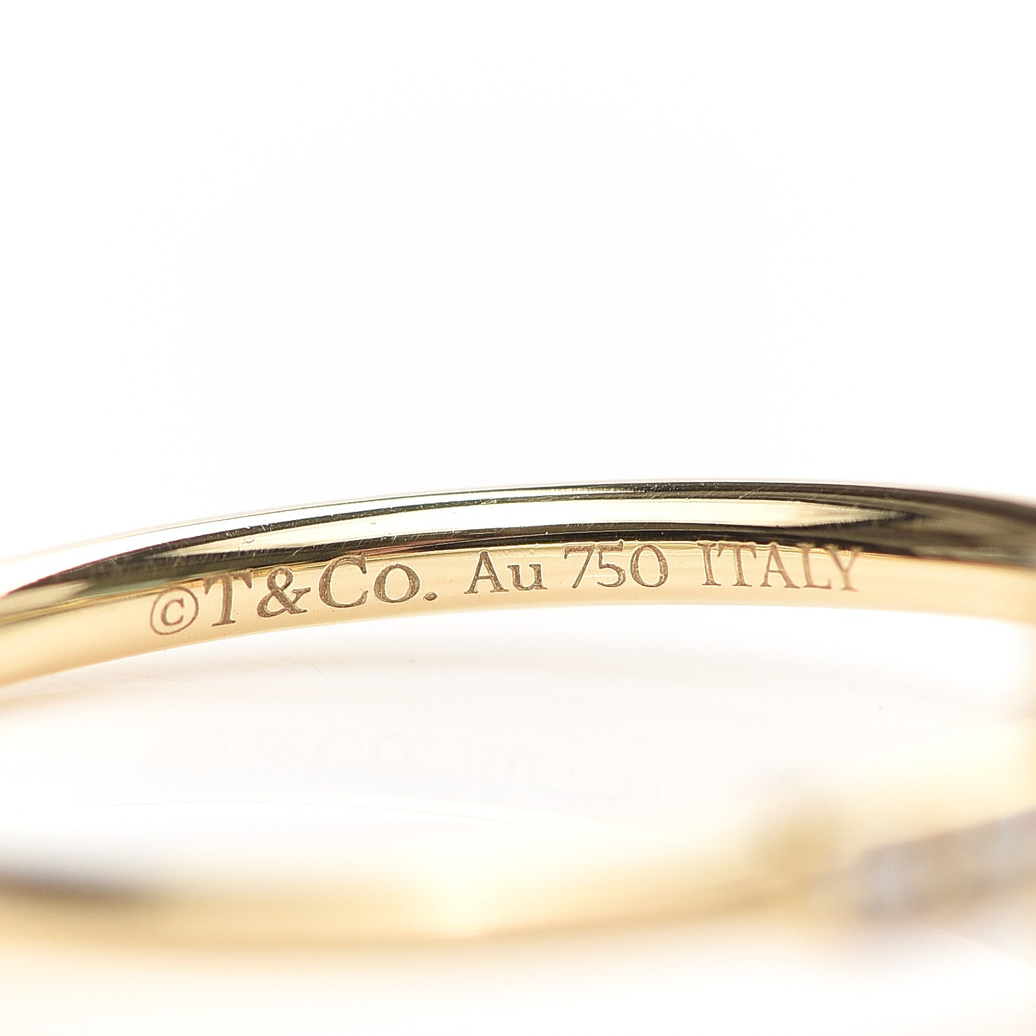 Tiffany 18K Yellow Gold Diamond T Wire Ring 57 8 5 of 6