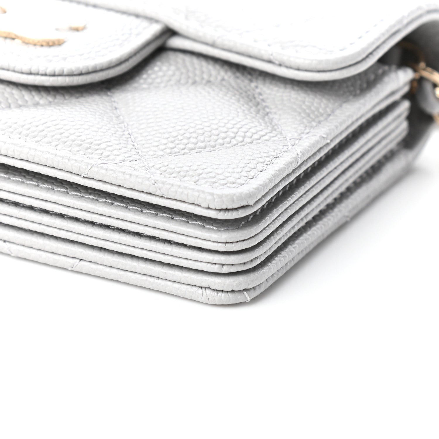 Chanel Caviar Quilted Flap Card Holder On Chain Grey 9 of 10