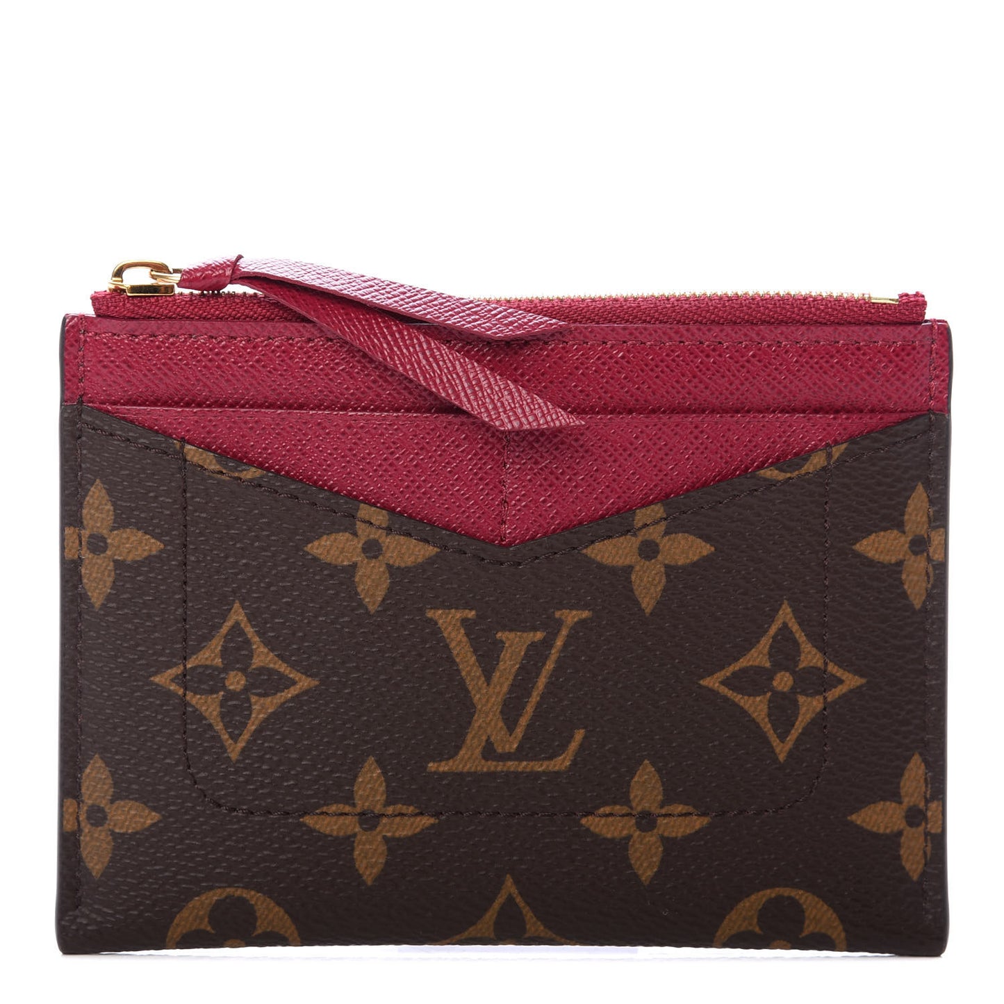 Monogram Zipped Card Holder Fuchsia