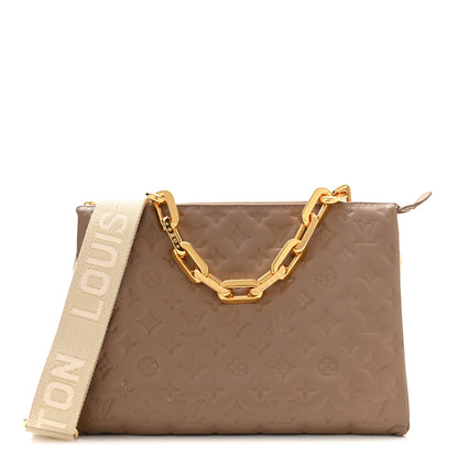 Louis Vuitton Lambskin Embossed Monogram Coussin MM Taupe 1 of 9
