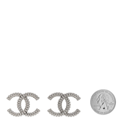 Chanel Crystal CC Earrings Silver 2 of 5