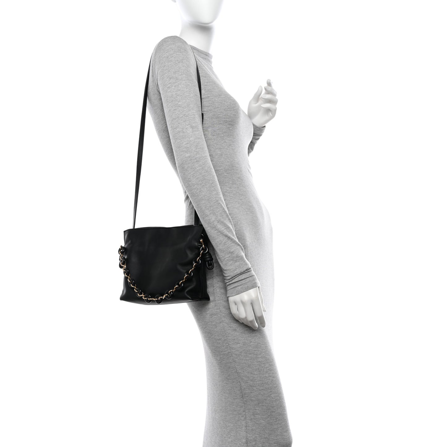 Nappa Calfskin Mini Flamenco Knot Clutch With Chain Black