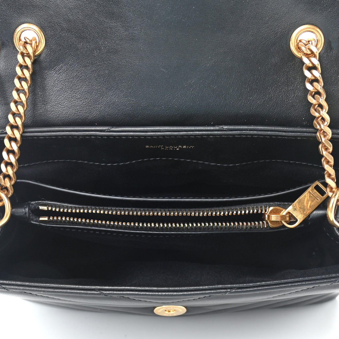 Calfskin Y Quilted Monogram Small Loulou Chain Satchel Black
