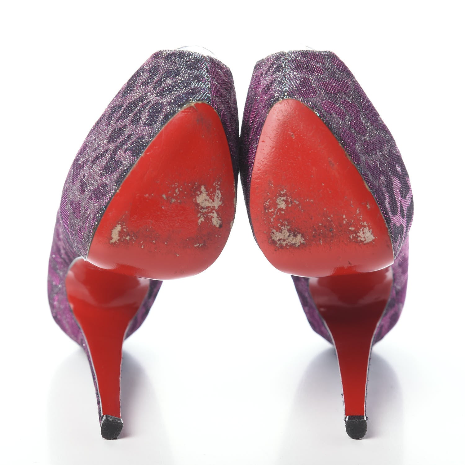 Christian Louboutin Lame Leopard Highness 160 Pumps 36 Turquoise Violet 7 of 7