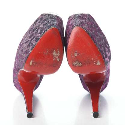 Christian Louboutin Lame Leopard Highness 160 Pumps 36 Turquoise Violet 7 of 7