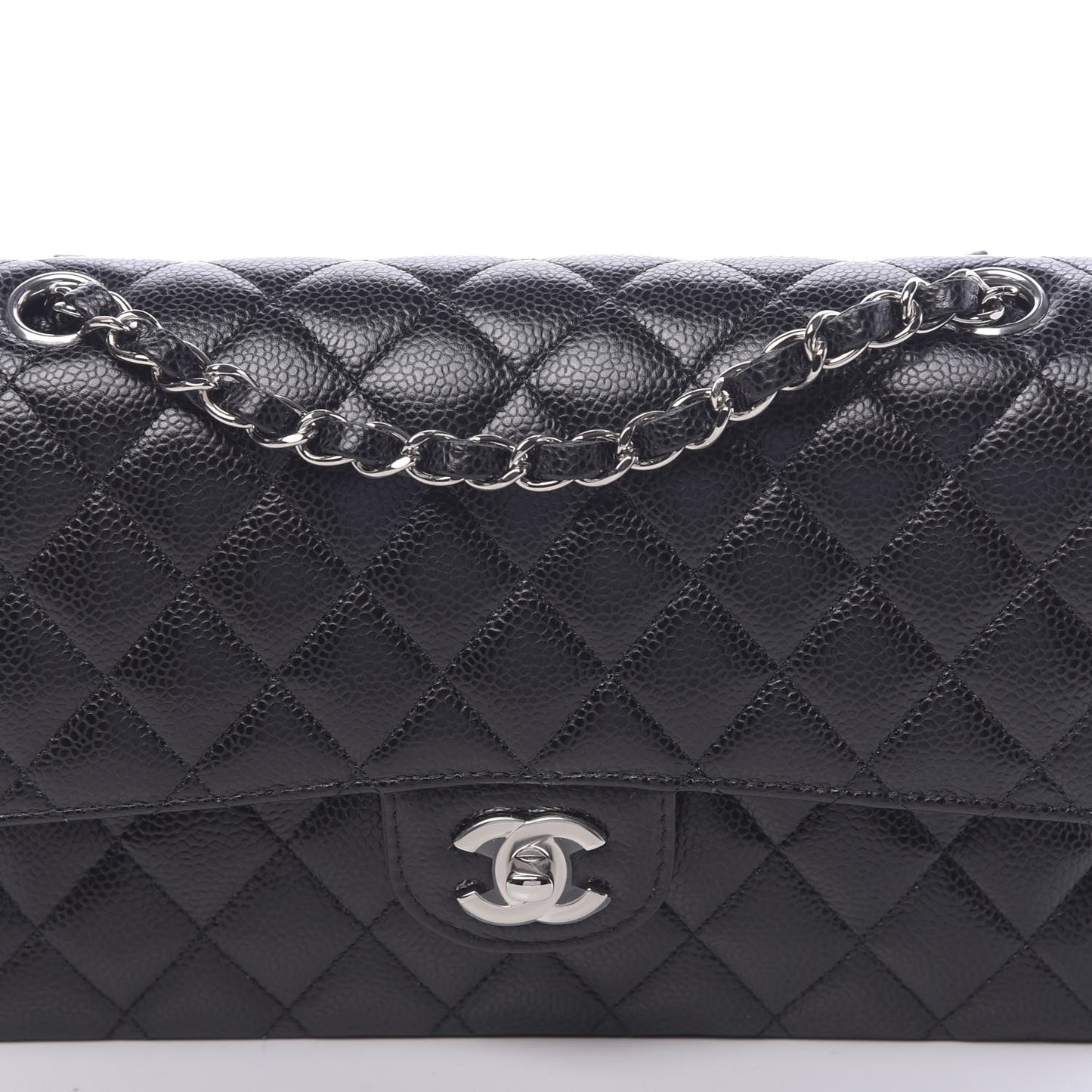 Caviar Quilted Medium Double Flap Black